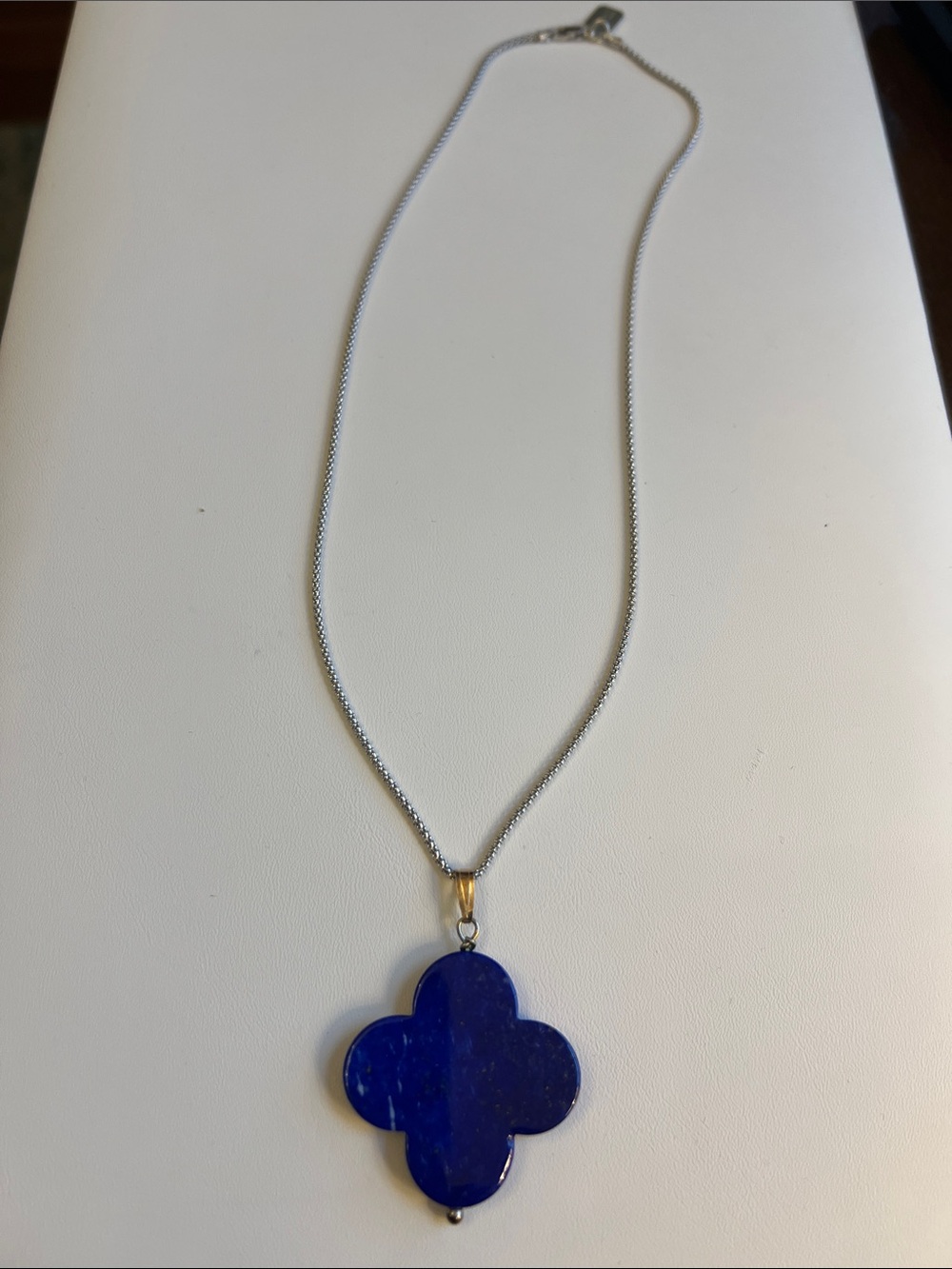 Lapis Clover Pendant Necklace - Blue